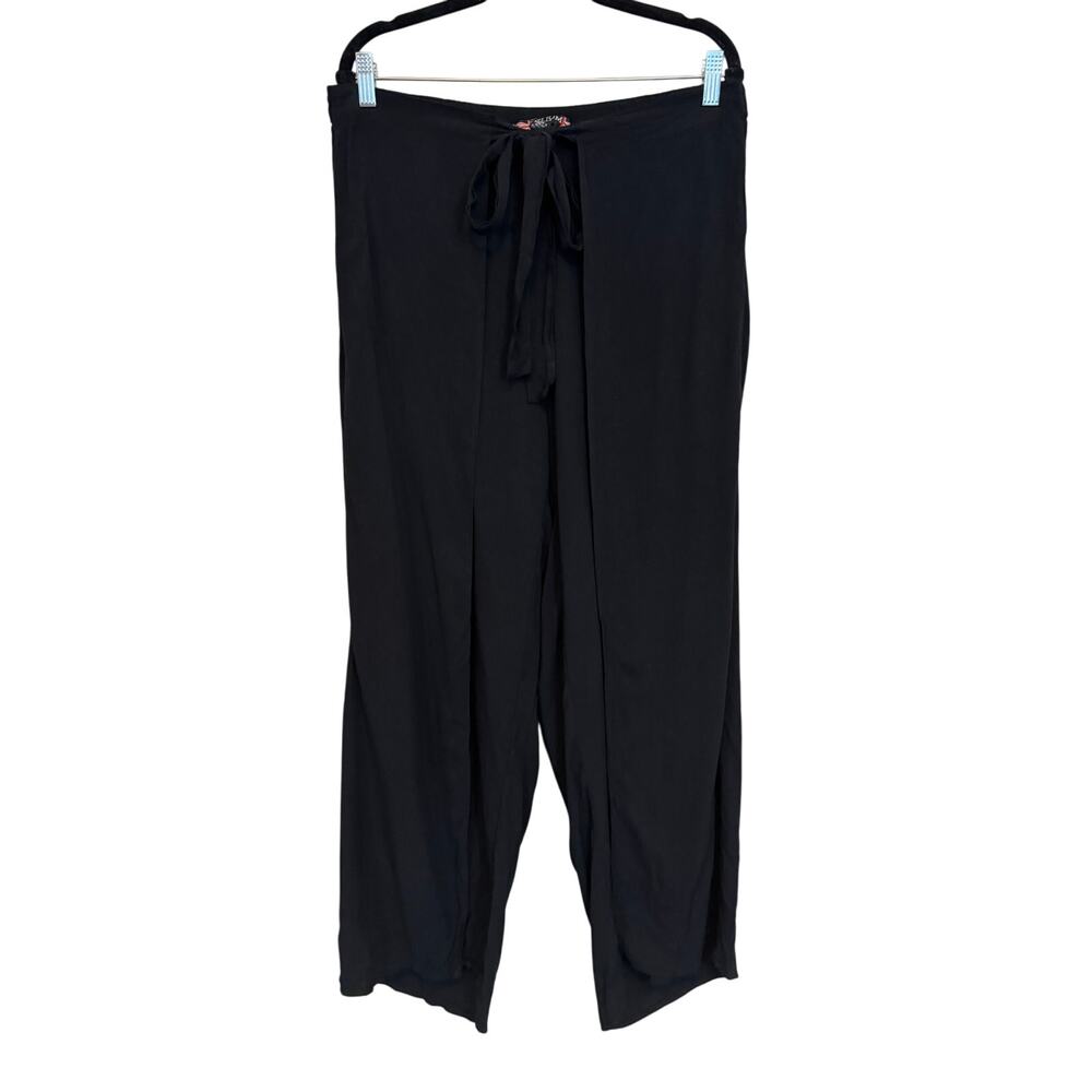 Helium London Pants Womens 1X Plus Black High Rise Drape Tie Waist Casual Summer